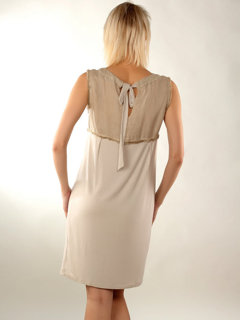 laFABBRICAdelLINO Dress sleeveless jersey and linen gauze